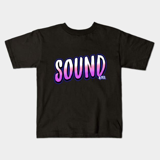 Sound Girl Pink Gradient Typography Kids T-Shirt by AudioWear